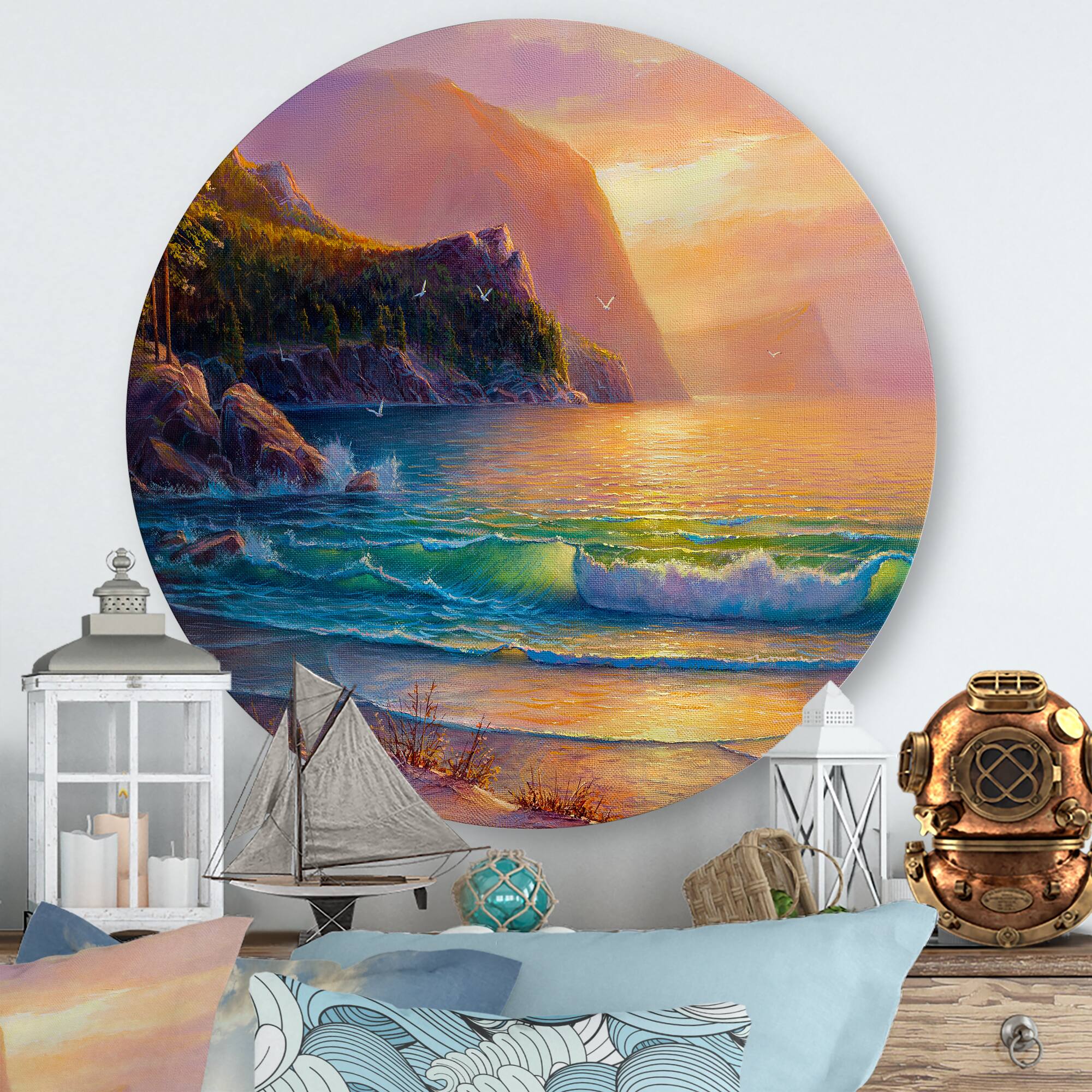 Designart - Romantic Beach During Warm Sunset